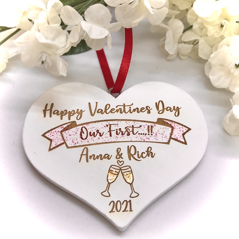 Gift tag for Our First Valentines Day personalised with names beautiful addition to your Valentines gift