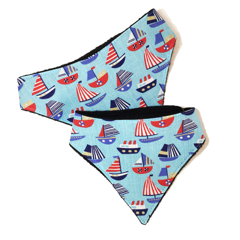 Dog Bandana Soft fabric and adjustable - Boat Design Blues