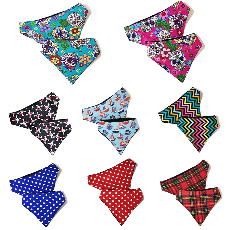 Dog Bandana Soft Fabric & adjustable - Navy Blue Polka Dot