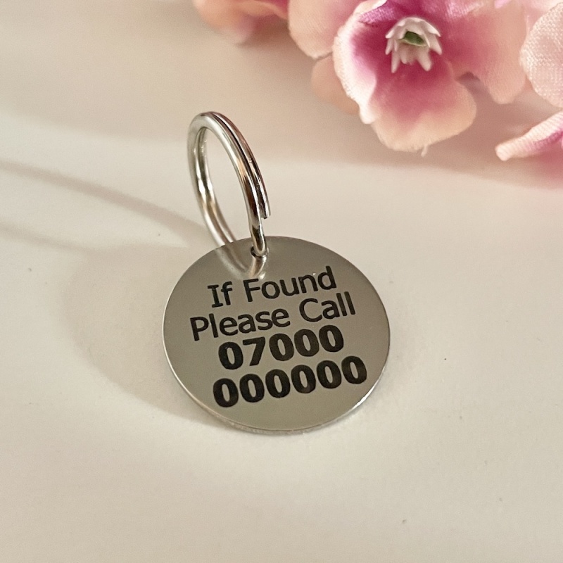 Personalised Key Ring IF FOUND PLEASE CALL with telephone number - SMALL