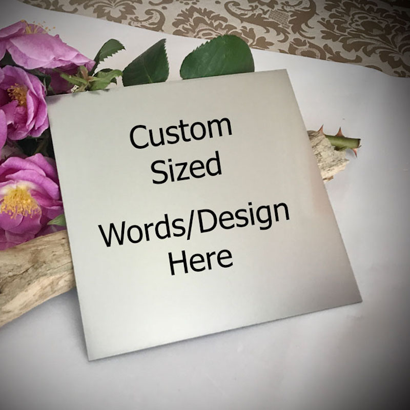Metallic Stainless Steel Silver Coloured Plaque Personalised Custom Size