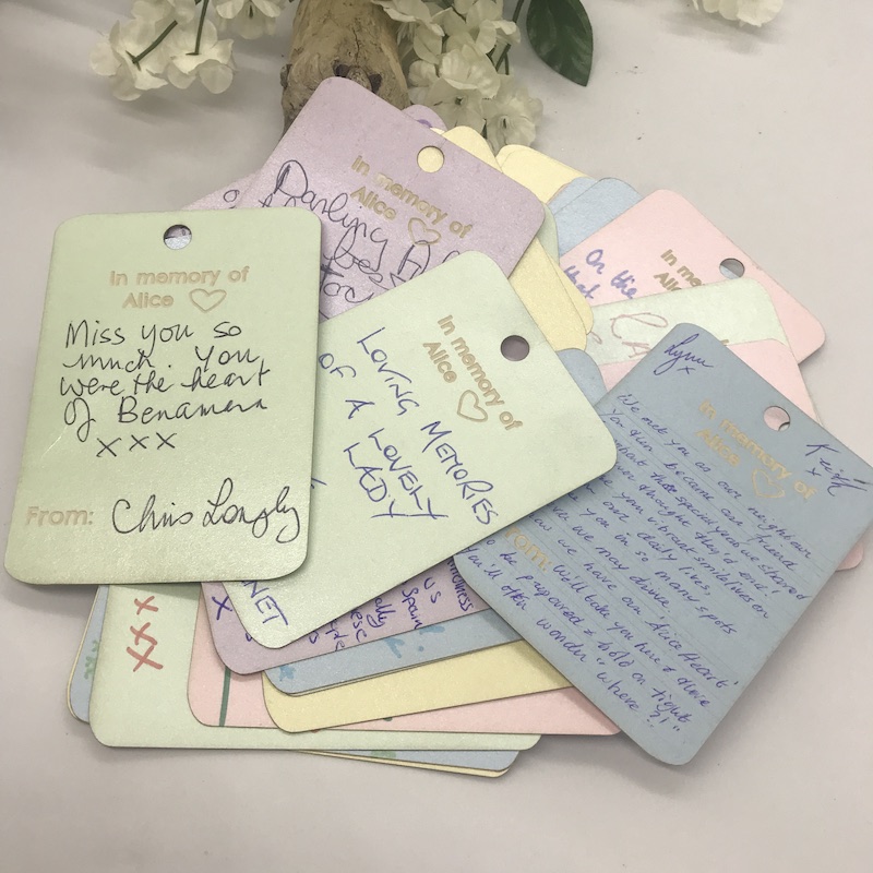 Personalised Note-lets for Remembering a loved one in 4 lovely pastel pearlised colours