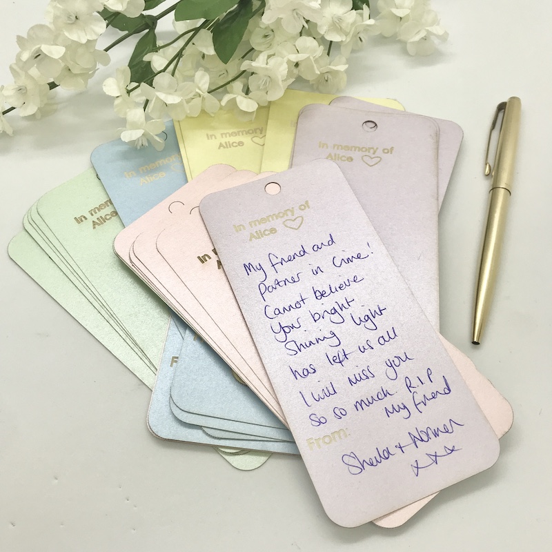 Personalised Note-lets for Remembering a loved one in 4 lovely pastel pearlised colours larger size