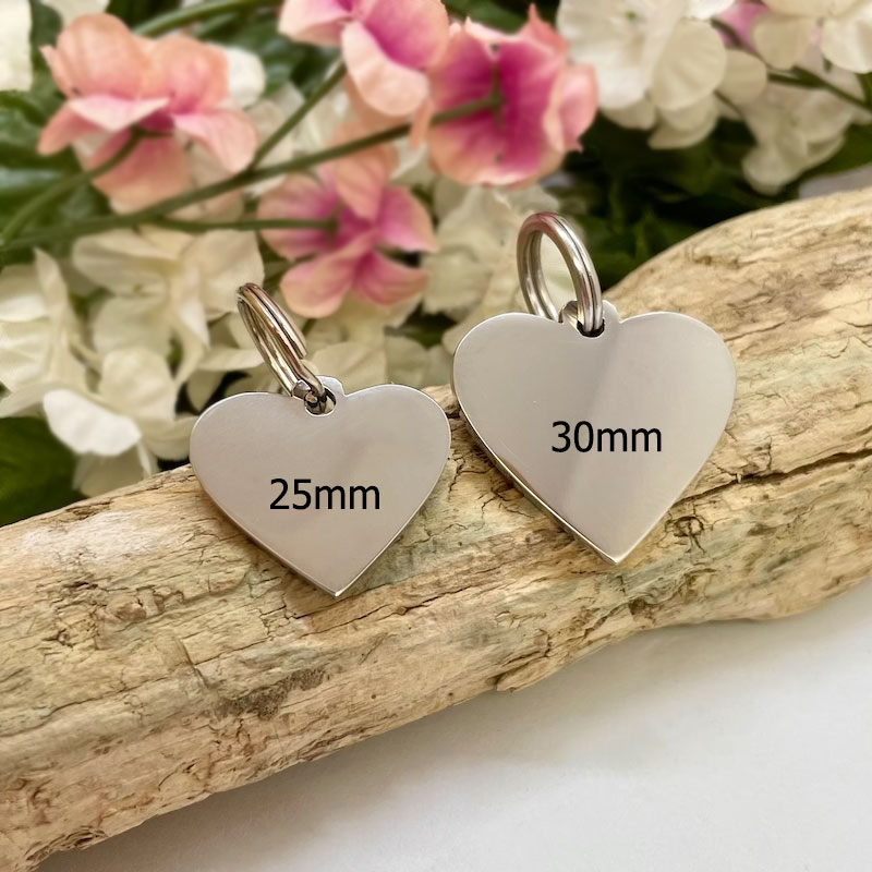 Pet ID Tag Personalised Heart Shaped with MICROCHIPPED and FRENCH BULLDOG face