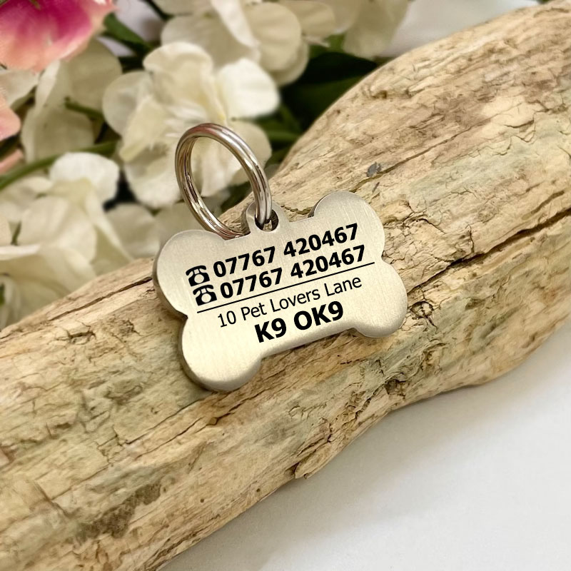 Blank design your own - Personalised Bone Shaped 30mm Stainless Steel Dog ID Tag