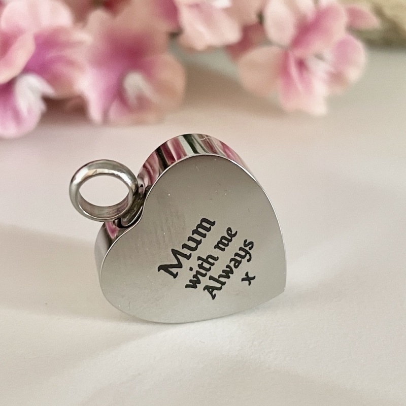 Cremation Ashes Urn Heart Shaped for keepsake, necklace or bracelet personalised with your own words or design