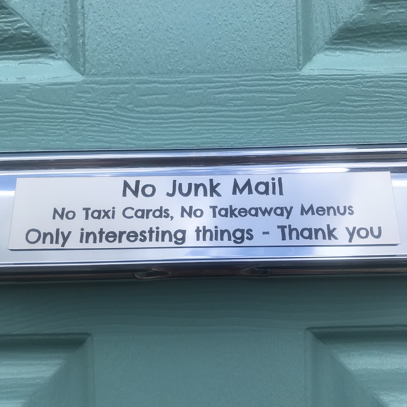 No Junk Mail Plaque Personalised with your own words 15cm x 4cm Ideal for Letter Box 'No Junk Mail'