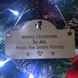 Xmas Personalised Wooden Christmas Family Plaque Decoration