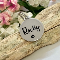 Dog or Cat ID Tag Personalised Round Shaped with YOUR PETS NAME