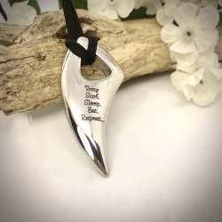 Cremation Ashes Urn Surfers Sharks Tooth Large Shaped Pendent for keepsake, necklace or bracelet personalised with your own words or design