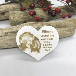 White Heart Keepsake Personalised with image for Remembering a loved one