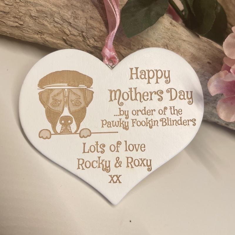 Pawky Blinders Personalised for Mothers Day White Heart Keepsake